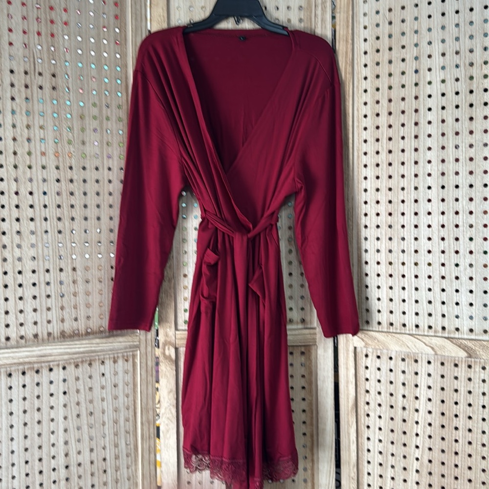 Kimono Robes Long Sleeve Sleepwear Lightweight Loungewear with Lace Trim